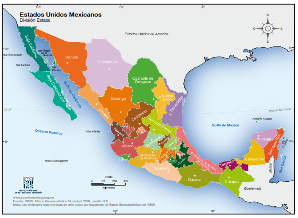 Mapa de México, de www.inegi.gob.mx